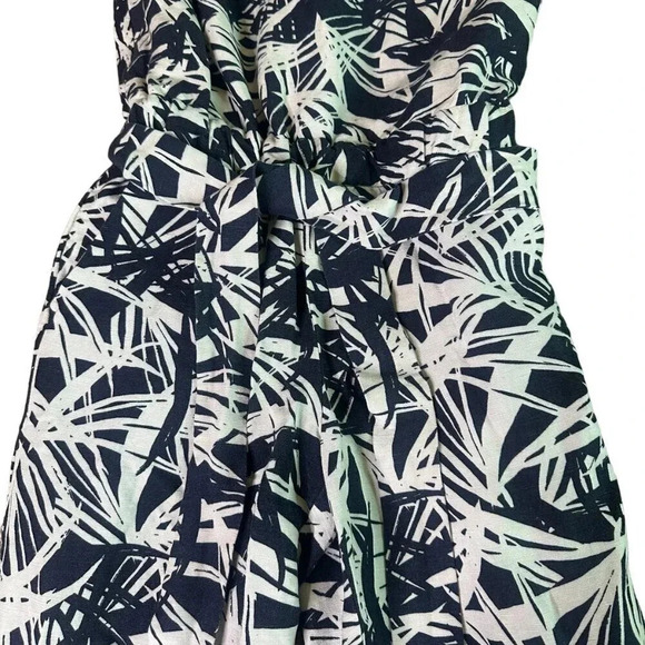 Ann Taylor Loft Navy White Tropical Print Jumpsuit Linen Strapless Size 2 Womens - Picture 3 of 13